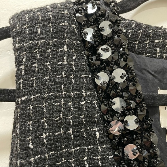 NWT Maeve V-Neck Tweed Mini Dress Women's Medium Black Silver - Picture 4 of 16